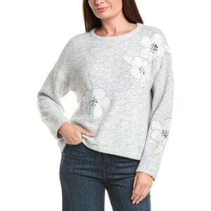 Picadilly Womens  Floral Sequin Wool-Blend Sweater, Gray